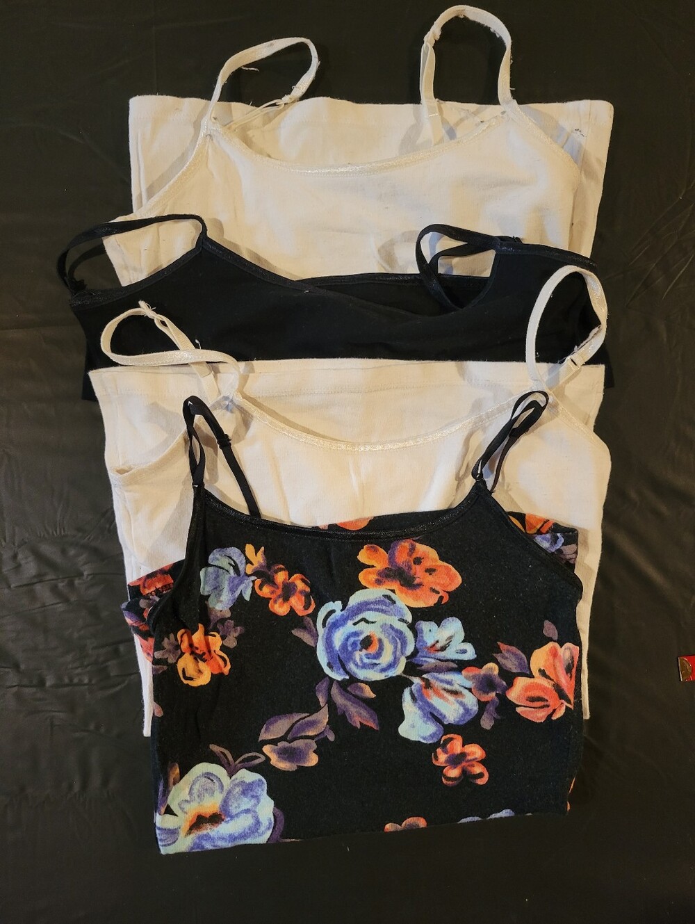 SO Women's Black, White & Floral Camisole Set